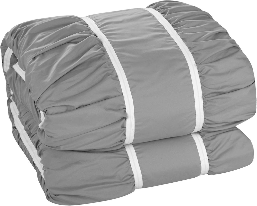 Chic Home CS2125-AN Cheryl 10 Piece Comforter Set Complete Bed in a Bag Pleated Ruched Ruffled Bedding with Sheet Set, Grey, Queen