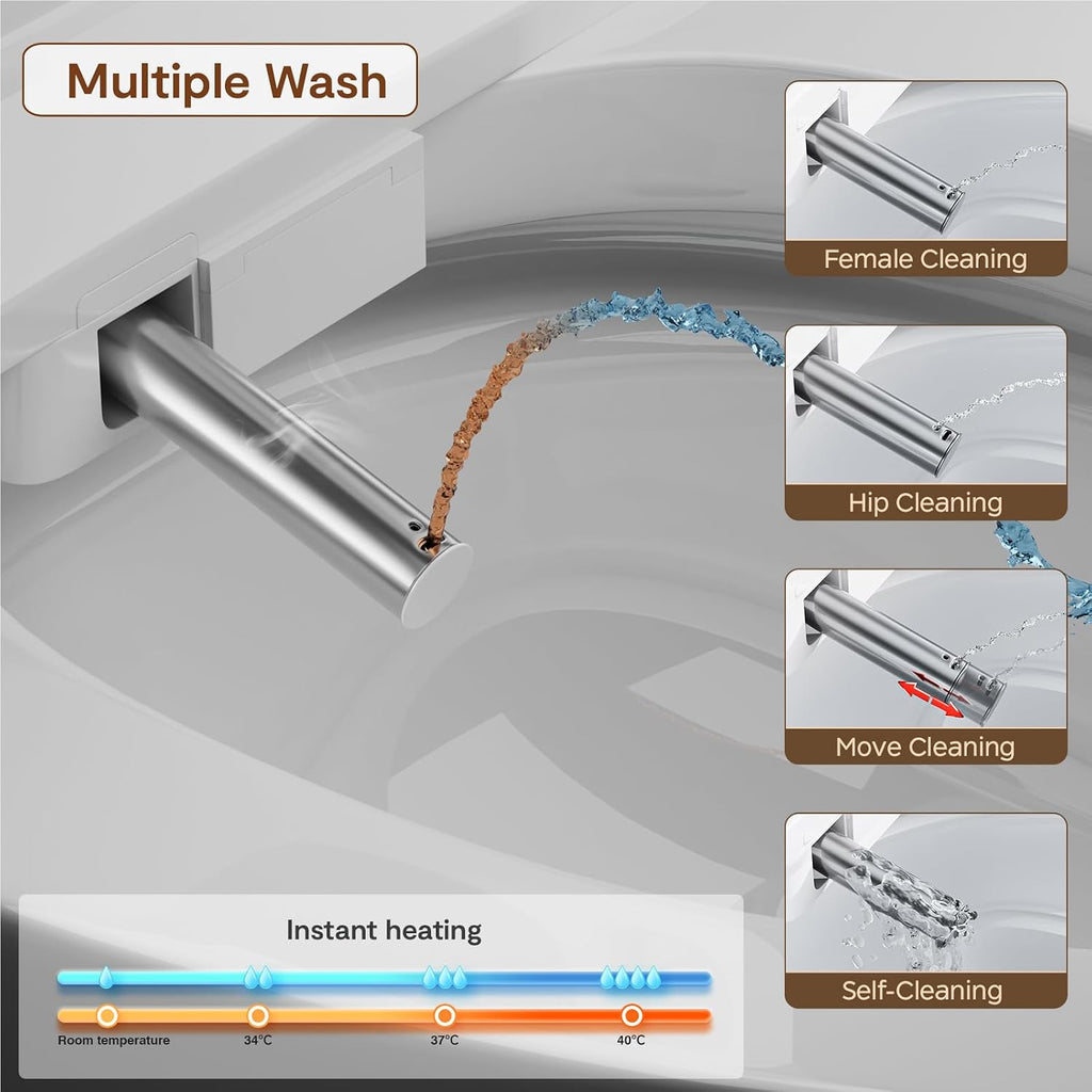 Smart Toilet with Bidet Built In,One Piece Bidet Toilet with Foam Shield,Elongated Tankless Toilet with LED Display,Auto Open/Close Lid,Heated Bidet Seat,Warm Water & Dryer