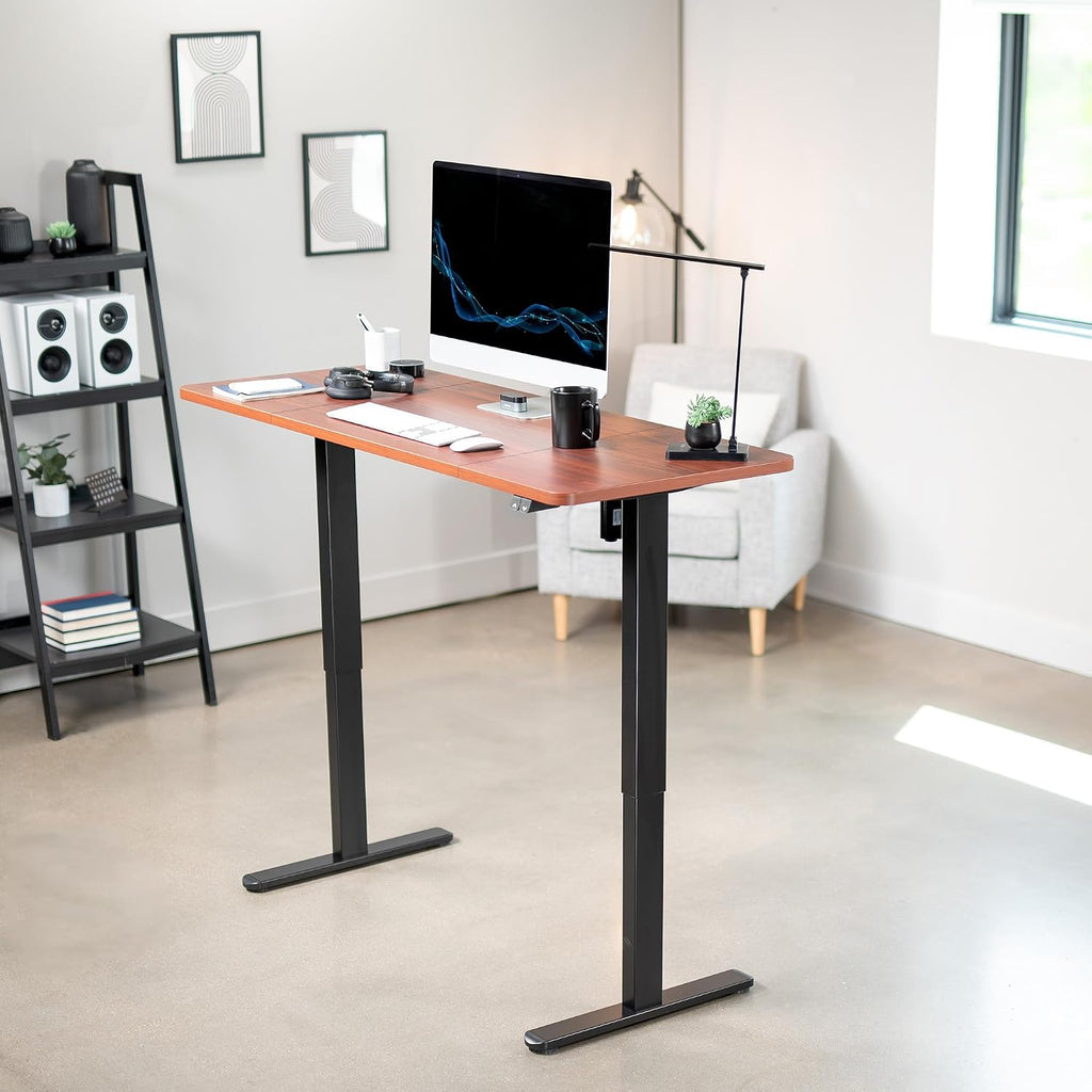 VIVO Electric 60 x 24 inch Stand Up Desk, Height Adjustable, Dark Walnut Top Black Frame, Home and Office Furniture Sets, DESK-KIT-B06D