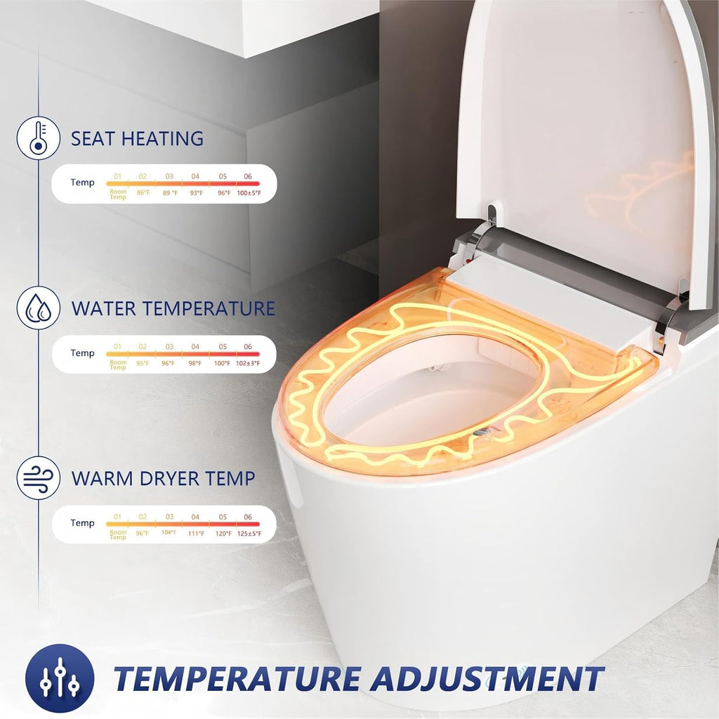 DeerValley Smart Toilet with Bidet Built in, One Piece Bidet Toilet with Auto Open/Close, Water Filter, Foam Shield, Pump Assisted, Elongated Seat, Dryer, Deodorizing, ADA Height for Modern Smart Home