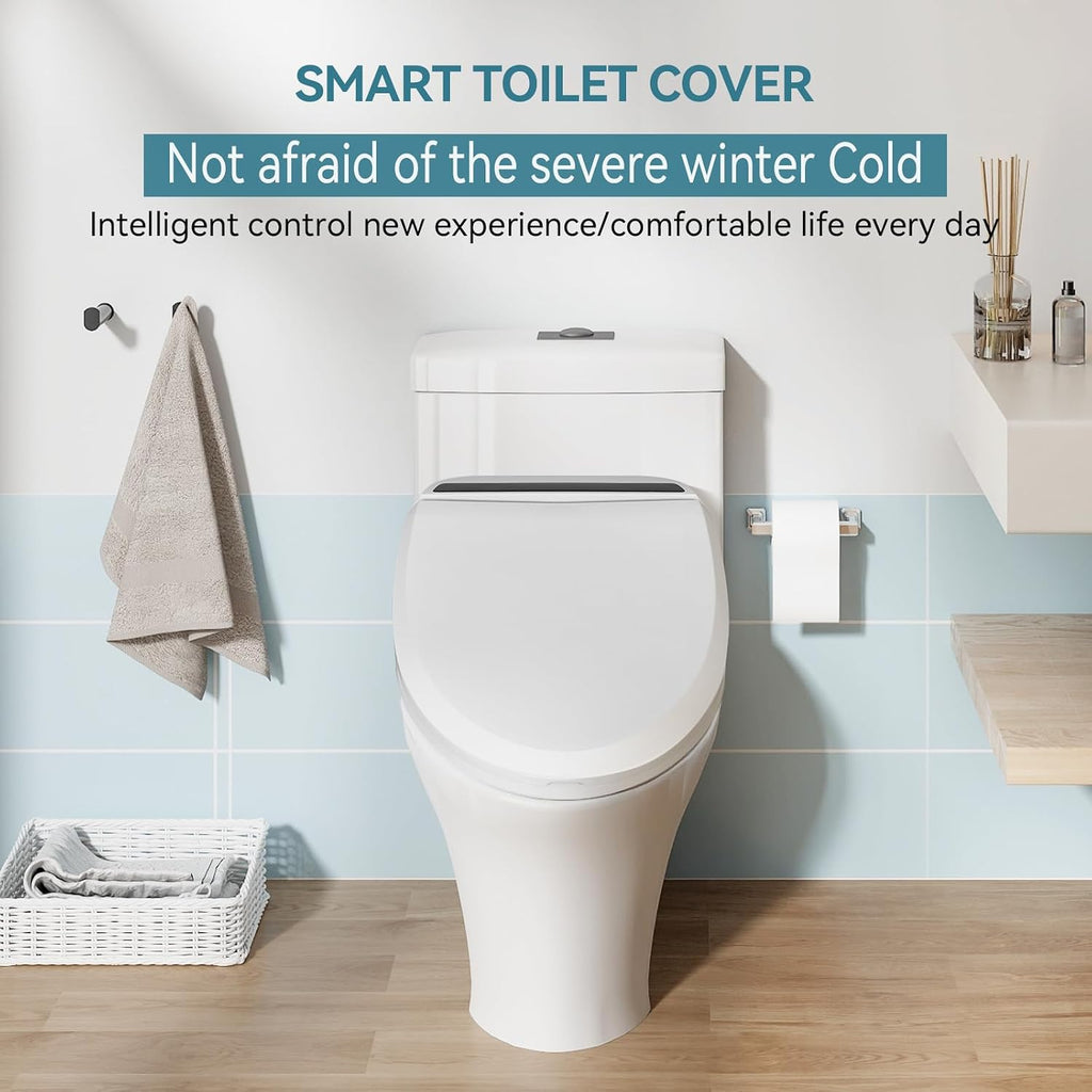 YOURLITE Bidet Toilet Seat, Elongated Toilet Seat Warm Water, Heated Seat Bidet with Remote Control,Self-cleaning Nozzle Temperature Adjustable LED Light, Need Electricity, White