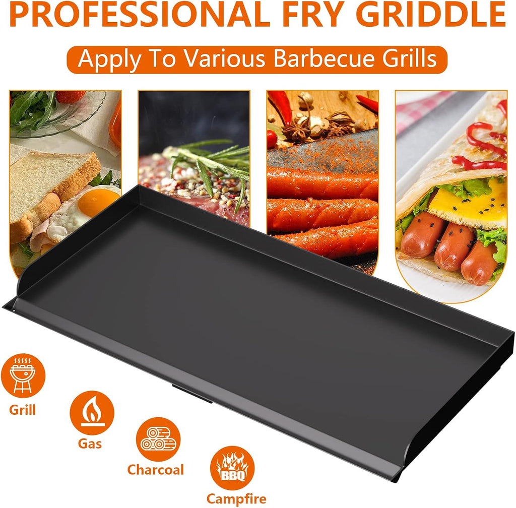 BBQ Future 16' x 38' Carbon Steel Griddle for Camp Chef 3 Burner Stove, Professional Flat Top Fry Griddle Replacement for GB90D TB90LW TB90 SPG90B CCH3 Tundra Pro, Heavy Duty BBQ Accessories