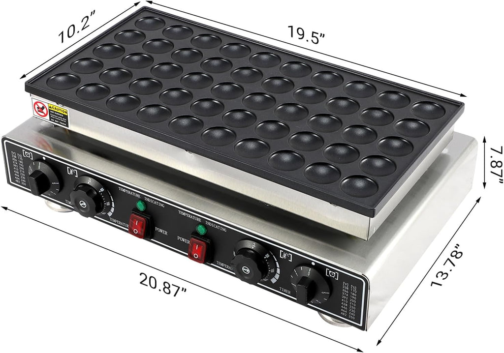 Garvee 50 PCS Mini Pancake Maker Machine, 1800W Commercial Electric Dutch Pancake Maker, Nonstick Waffle Iron for Home, Restaurants, Food Trucks – Precise Temp & Timer Control