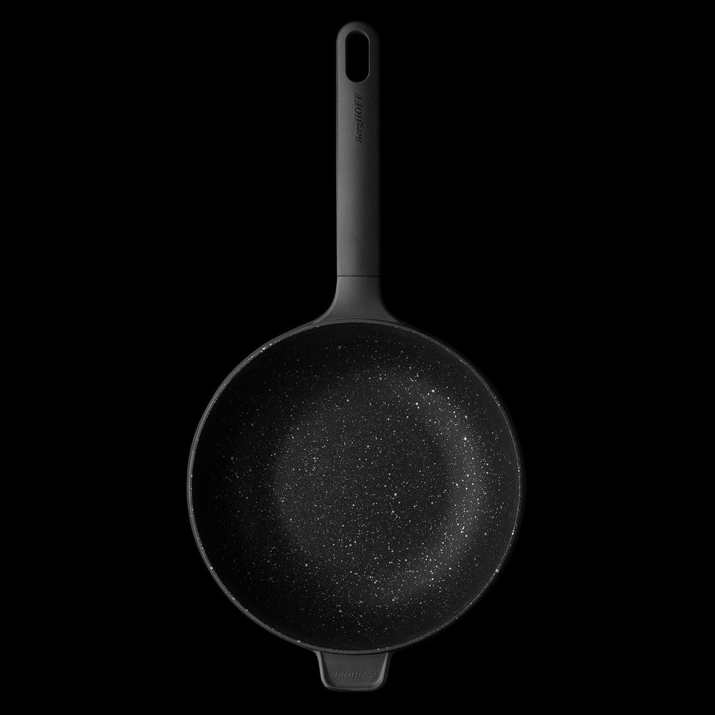 BergHOFF GEM Non-stick Cast Aluminum Stir-Frying Pan 10' 3.0 qt. Black Stay-cool Handle, Hanging Loop Ferno-Green, PFOA Free Coating Induction Cooktop Fast Heating
