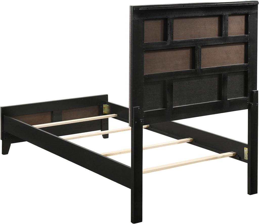 Coaster Home Furnishings - Watson - Wood - 4-Piece Bedroom Set with Panel Headboard and Groove Details - Bedroom - Twin Size - Gray Oak - 212421T-S4