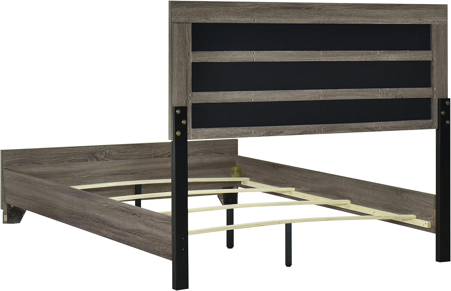 Coaster Home Furnishings Wright Transitional 5-Piece Bedroom Set Fabric Upholstered Eastern King Size Panel Bed Frame 52-inch Headboard Brown Oak 223341KE-S5