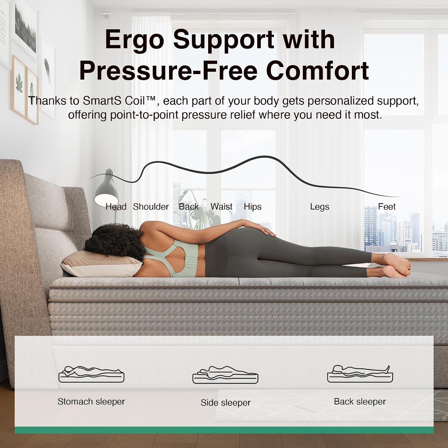 Novilla 10 Inch King Size Mattress, Hypoallergenic & Back Pain Relief, Hybrid King Mattresses in a Box with Smarts Coils, Fiberglass Free CertiPUR-US Certified Colchones No Box Spring Needed