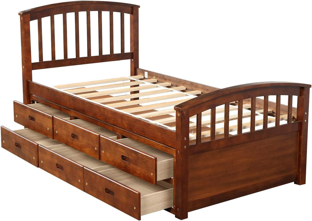 Merax Orisfur. Twin Size Platform Storage Bed Solid Wood Bed with 6 Drawers