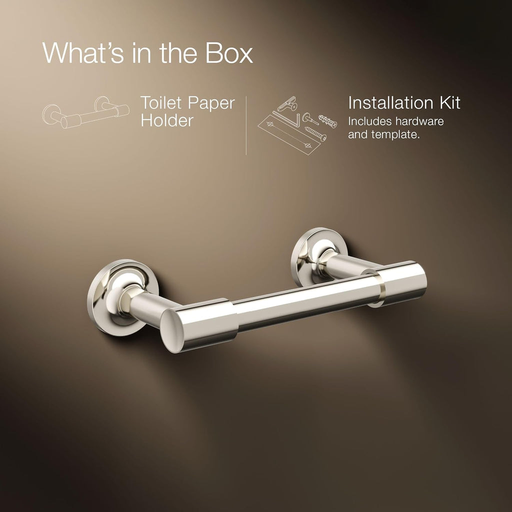 KOHLER 14377-SN Purist® Pivoting Toilet Paper Holder, Vibrant Polished Nickel