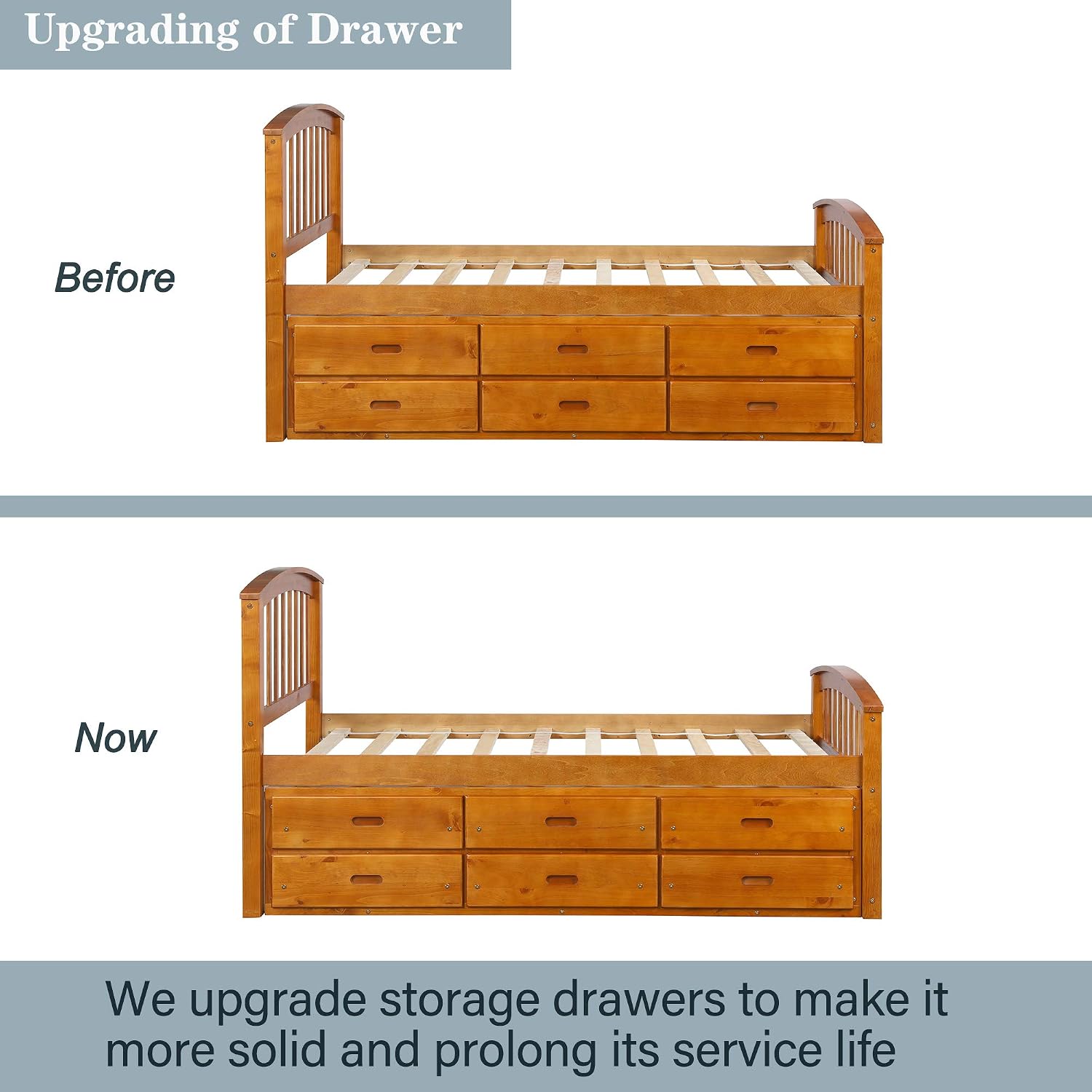Merax Twin Size Platform Storage Bed Solid Wood Bed with 6 Drawers