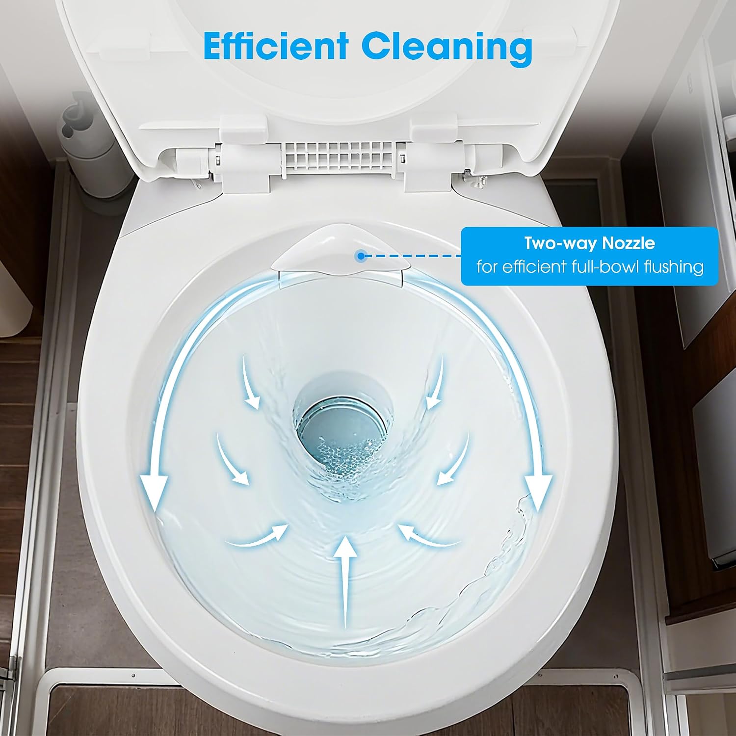 Yescom RV Toilet with Bidet Spray for Motorhome Caravan 20' High Gravity Flush Travel Tailer Toilets Portable Restroom Toilet Fits for Marine
