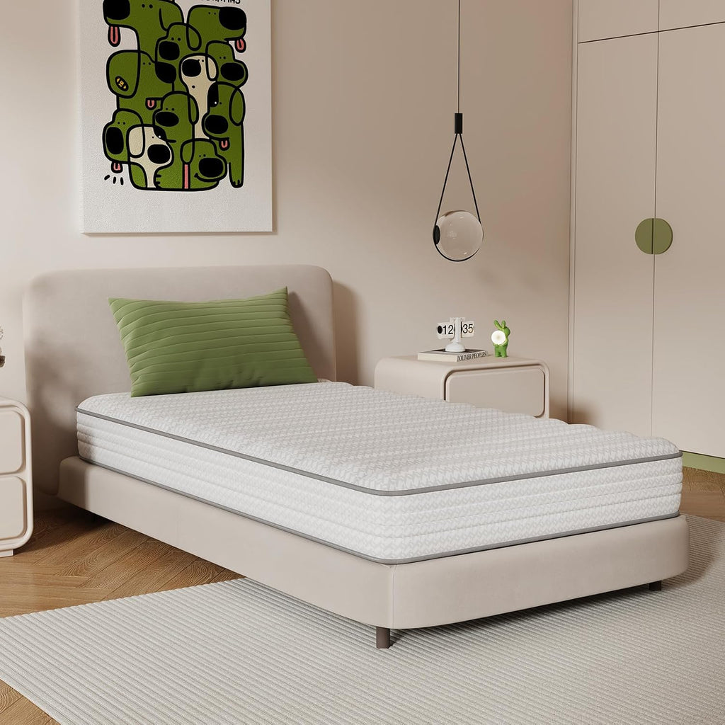 Novilla 6 Inch Twin XL Mattress, Hybrid Twin XL Size Mattresses with BioAir Comfort Foam for Pressure Relief, Medium Plush Colchones with Innerspring CertiPUR-US Certified for Kids Mattress in a Box