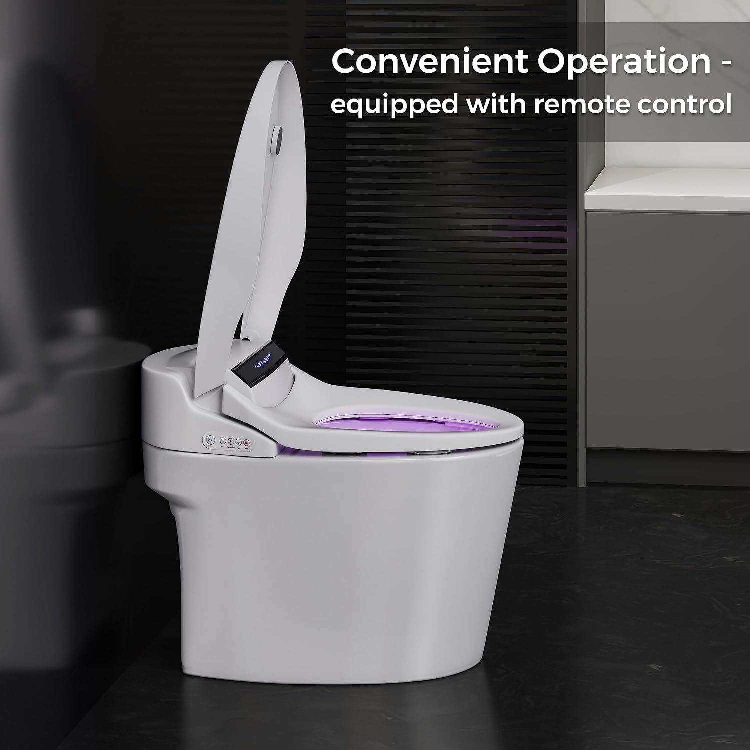 Smart Toilet with Built-in Heated Seat, One-Piece Bidet Toilet, Tankless Toilet with Foot Sensor Flushing and LED Display