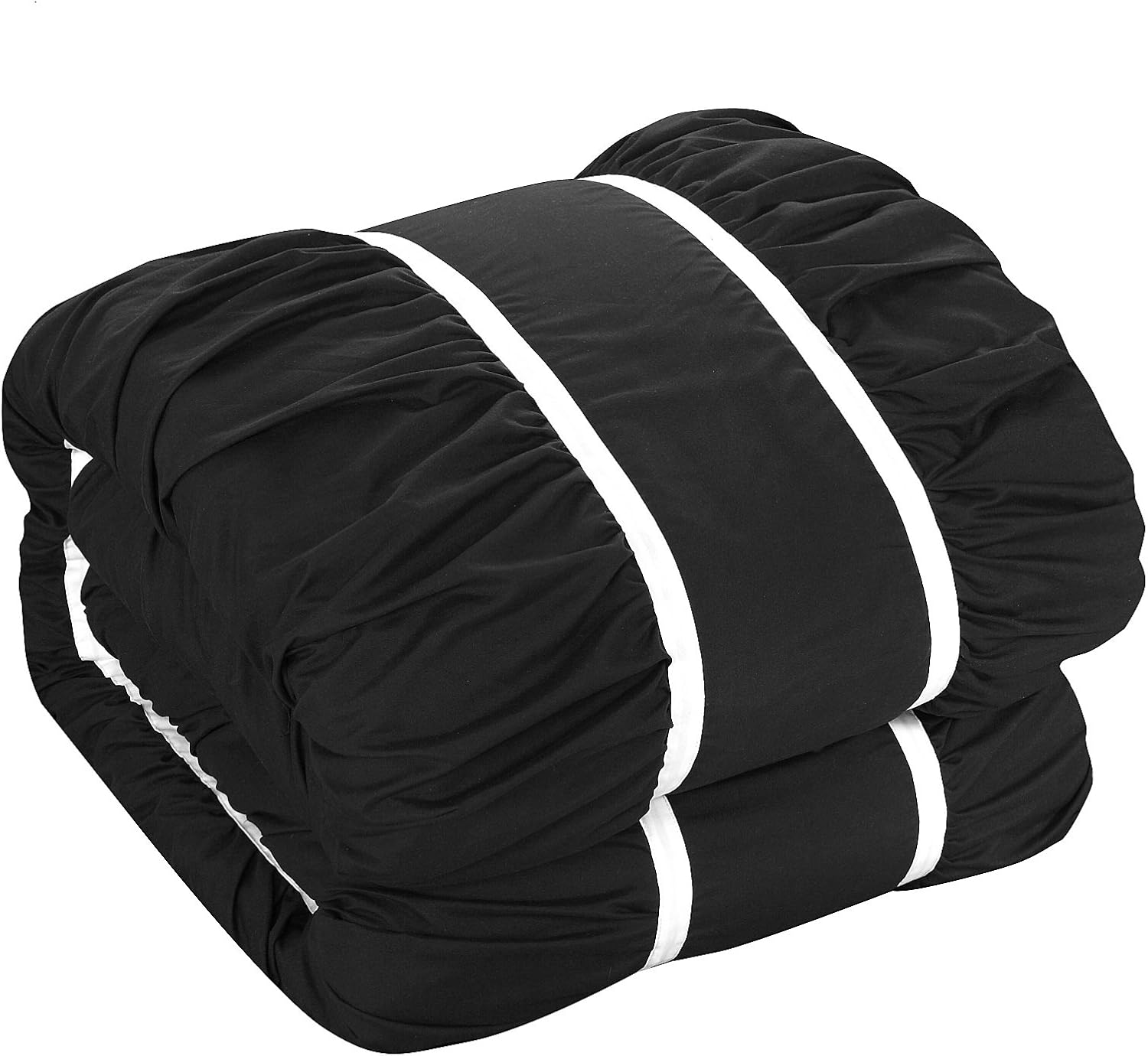 Chic Home CS2119-AN Cheryl 10 Piece Comforter Complete Bag Pleated Ruched Ruffled Bedding with Sheet Set, King, Black