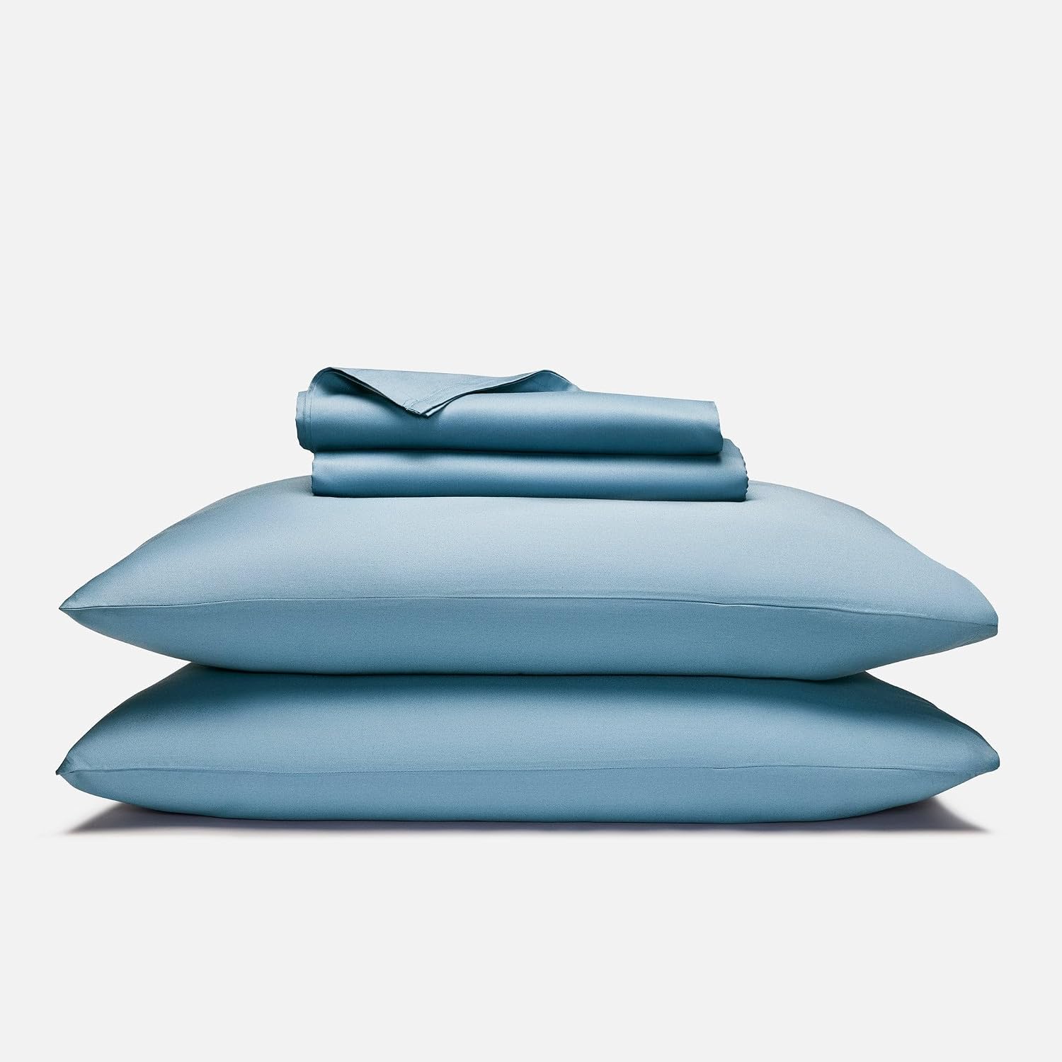 Brooklinen Luxury Sateen 4 Piece Sheet Set - 100% Cotton Bed Sheets, Soft & Durable Full Size Sheets Set in Storm Blue, Oeko-TEX Certified Bedding Set, 1 Fitted Sheet, 1 Flat Sheet, 2 Pillowcases