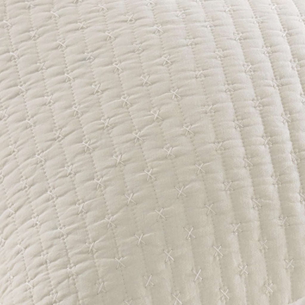 Levtex Home - Cross Stitch Quilt Set - 100% Cotton - King Quilt (106x92in.) + 2 King Shams (36x20in.) - Cream