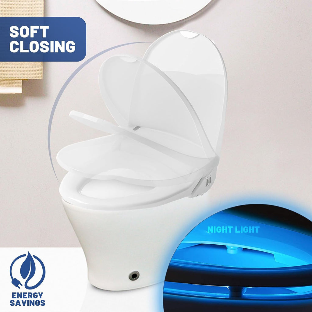 J-2 Smart Electric Bidet for Toilet Seat, Fits Elongated toilet,Warm water,Heated bidet toilet seat,Heated Dryer,Child Function,Stainless Steel Self-Cleaning Nozzle,LED Night Light