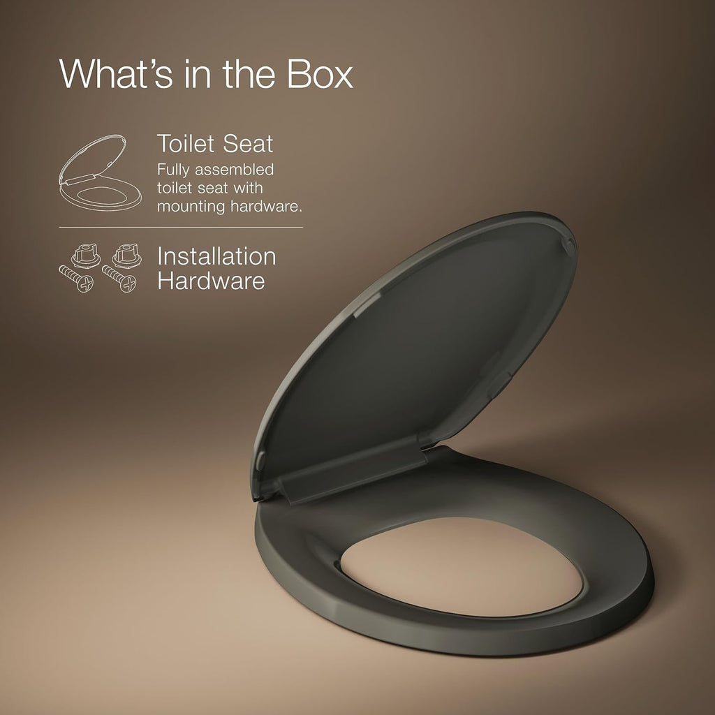 Kohler K-4662-58 Lustra Closed-Front Round Toilet Seat Thunder Grey