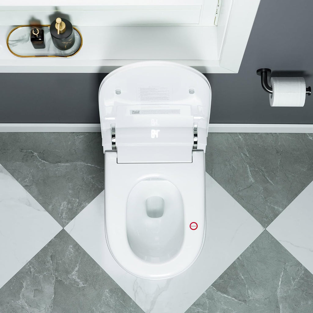 WOODBRIDGE ADA Height Smart Toilet – Auto Lid Open/Close, Foot Sensor, Zero Pressure System, Aromatherapy System, Self-Cleaning Nozzle, Multi-Function Washing & Warm Air Dry