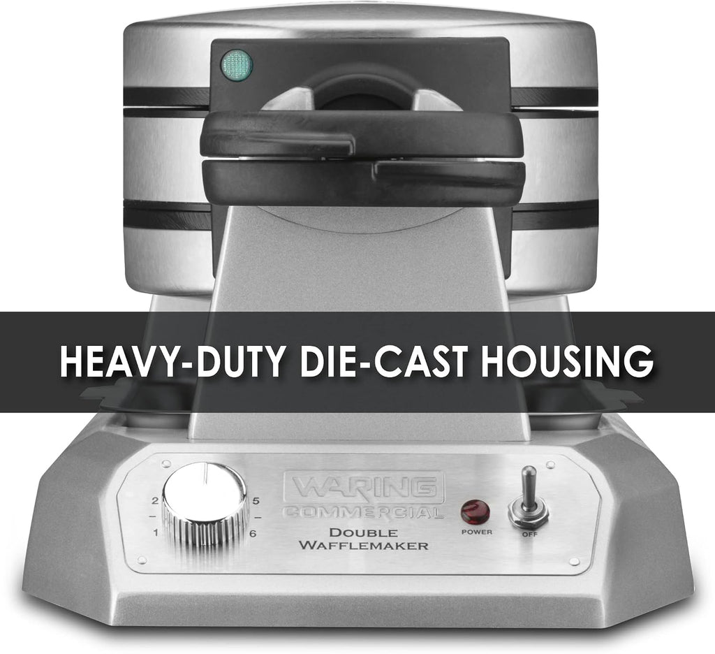 Waring Commercial Belgian Waffle Maker, 50 Waffles per Hour, Vertical Design, Rotary Feature for Even Baking, Triple-Coated Nonstick Plates, NSF Certified, WW200