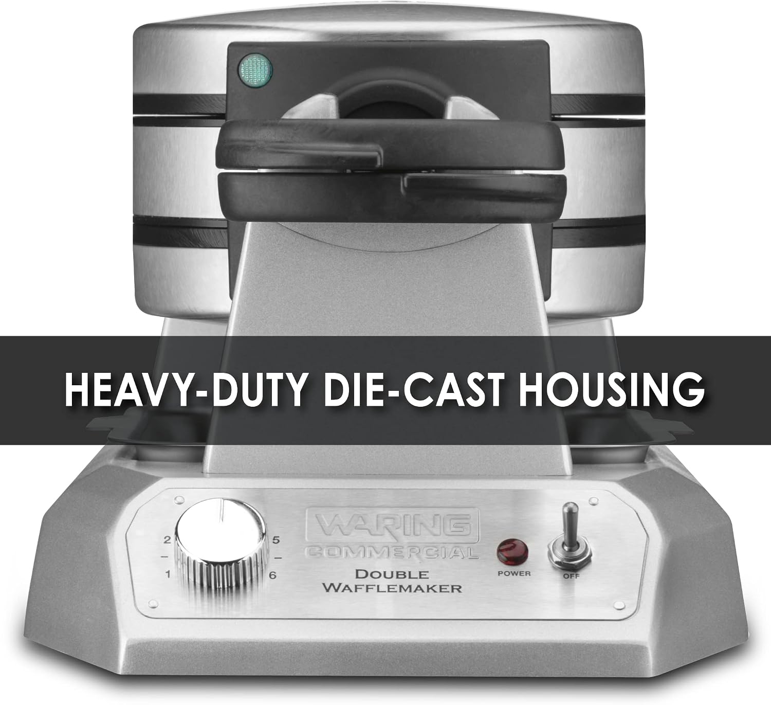 Waring Commercial Belgian Waffle Maker, 50 Waffles per Hour, Vertical Design, Rotary Feature for Even Baking, Triple-Coated Nonstick Plates, NSF Certified, WW200