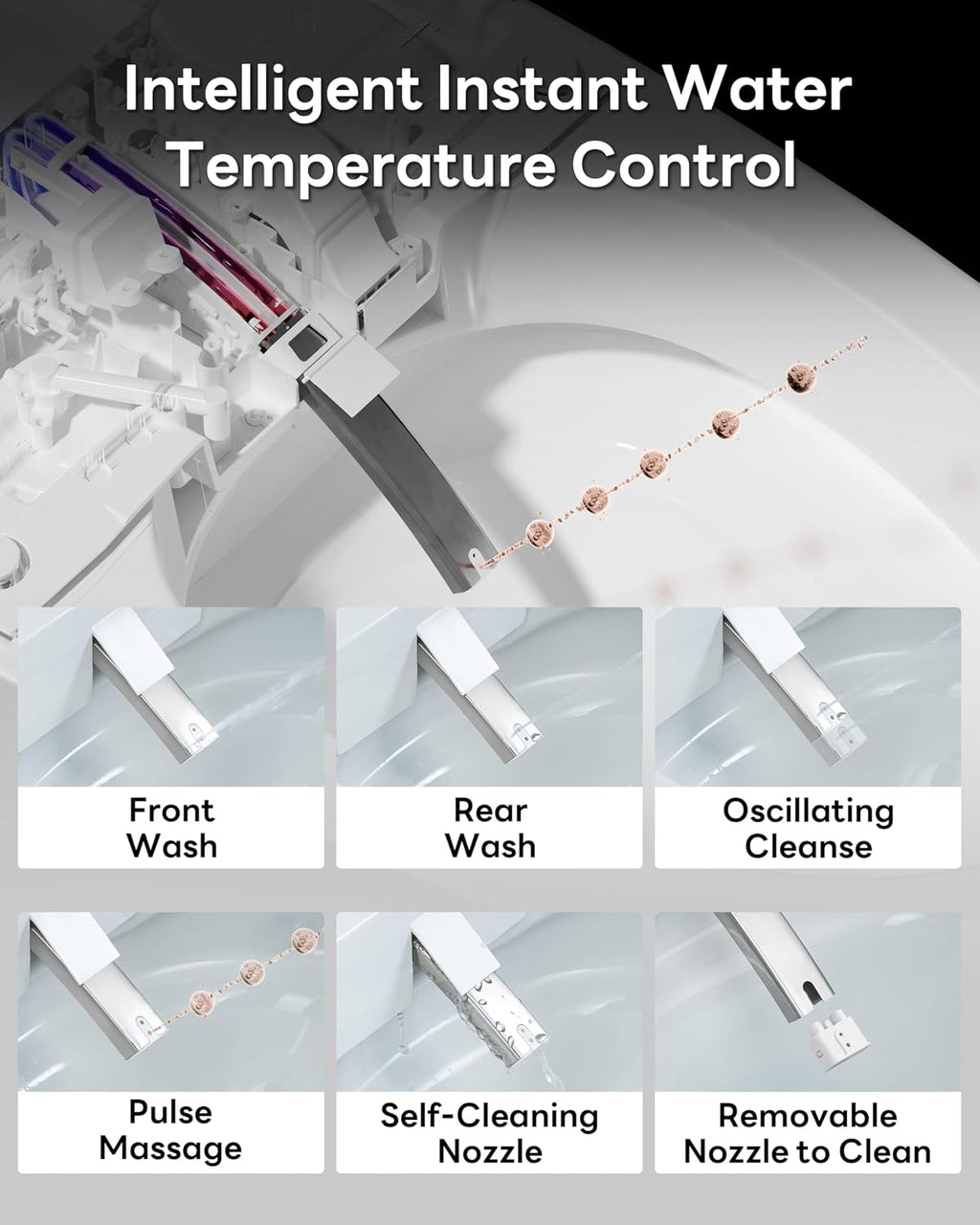 CANEST Smart Toilet with Bidet Built in, Auto Open Close Lid, ADA Height, Smart Temperature Control, Dual Flush with Tank, Heated Seat, Warm Dryer, Remote Control (TC-200GE NEW)