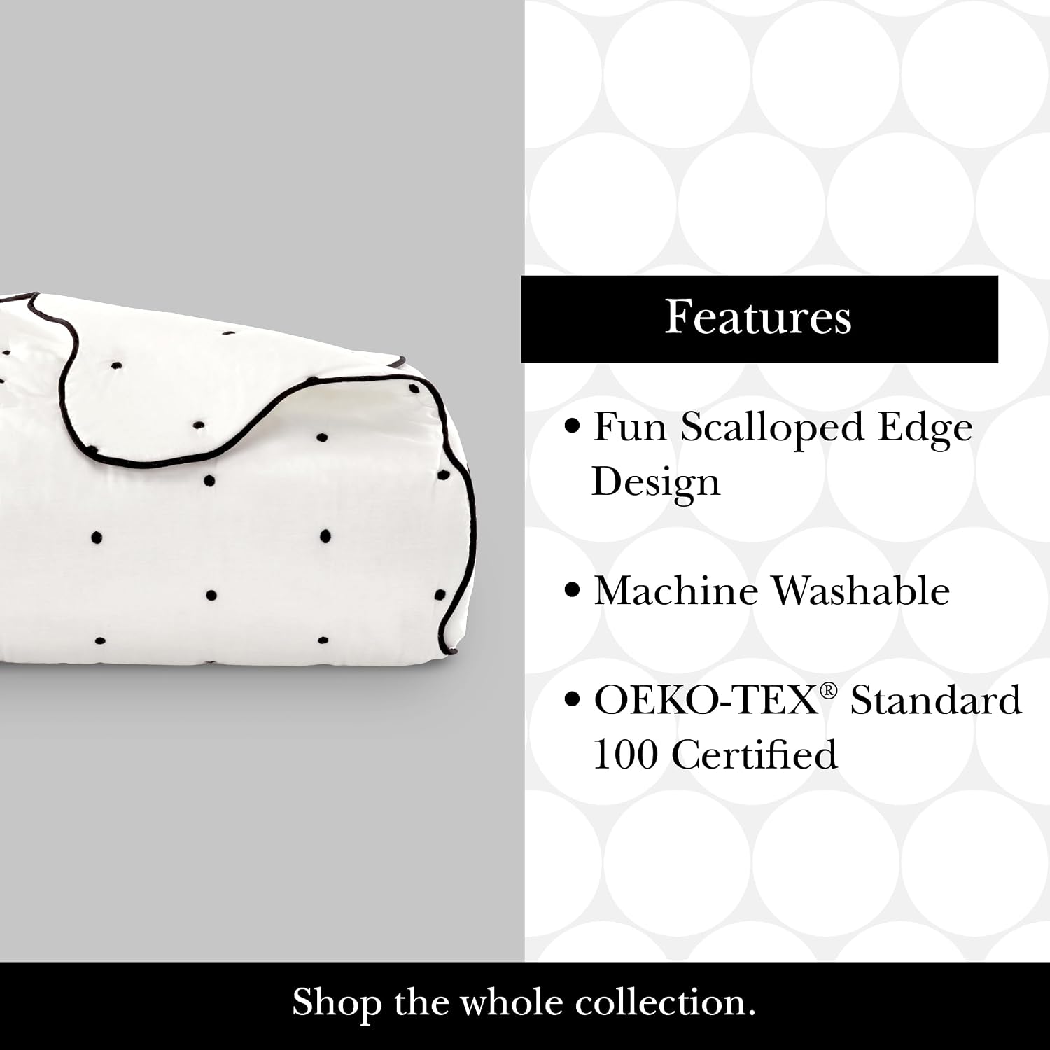 kate spade new york Scalloped Edge 3-Piece Full/Queen Quilt Bedding Set, 100% Cotton Reversible Cover, All Season Warmth Bedding, Machine Washable, Marshmallow