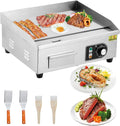 18' Commercial Electric Griddle 1600w Electric Countertop Griddle Non-Stick Restaurant, Stainless Steel Teppanyaki Flat Top Grill Adjustable Temperature Control 122°f-572°f