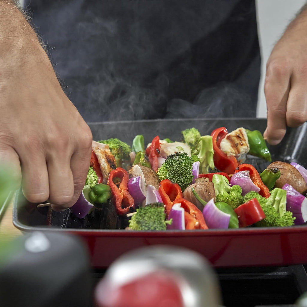 STAUB Cast Iron 12-inch Square Grill Pan - Cherry