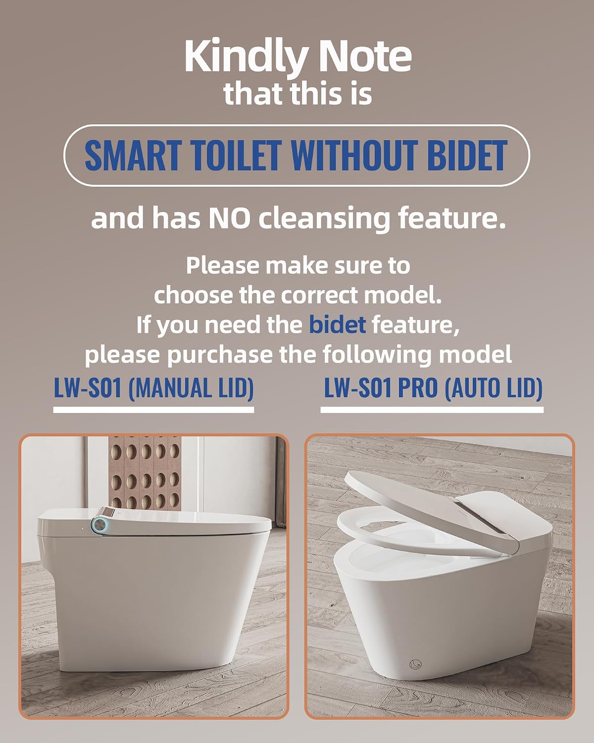 Smart Toilet Lite without Bidet, One Piece Elongated Modern Toilet with Heated Seat, Pump-Assisted Auto Flush, Foot Sensor Operation, Night Light, Built-in Water Tank, Blackout Flush