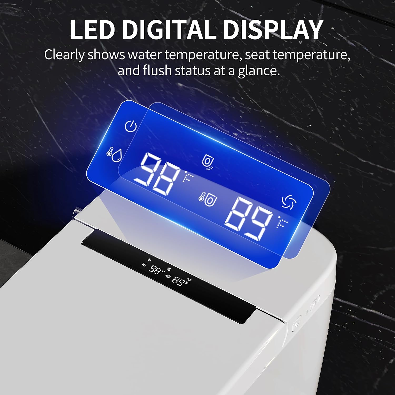 DeerValley Smart Toilet with Bidet Built in - Powerful Auto Flush, Auto Open/Close Lid, Heated Seat & Instant Warm Water Bidet, LED Display, Deodorization, 12' Rough-In, DV-1S0159-V3