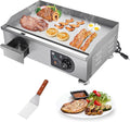 WeChef 22'Commercial Griddle 3000W Electric Countertop Griddle Non-Stick Flat Stainless Steel Adjustable Restaurant Grill Temperature Control Restaurant BBQ Grill