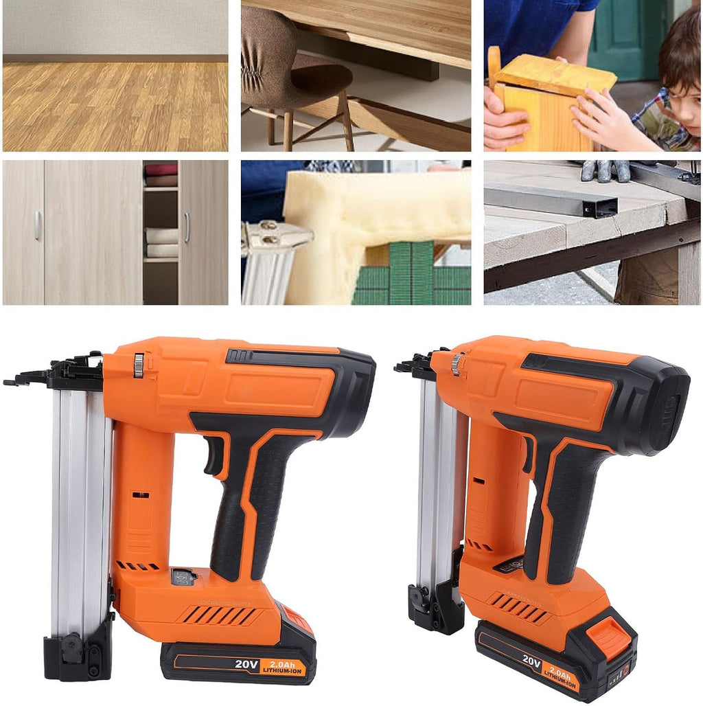 Cordless Brad Nailer, 18Ga 3/8 to 1 1/4 Inch Nail with All Copper Motor, for Woodworking Furniture Production Baseboards Installation (US Plug 100‑220V)