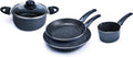 ALLUFLON Tradition Italia Battery 5 Pieces, Frying Pan 24-28 cm, Casserole 1 Handle 14 cm, Casserole 2 Handles 20 cm and Lid 20 cm, Aluminium