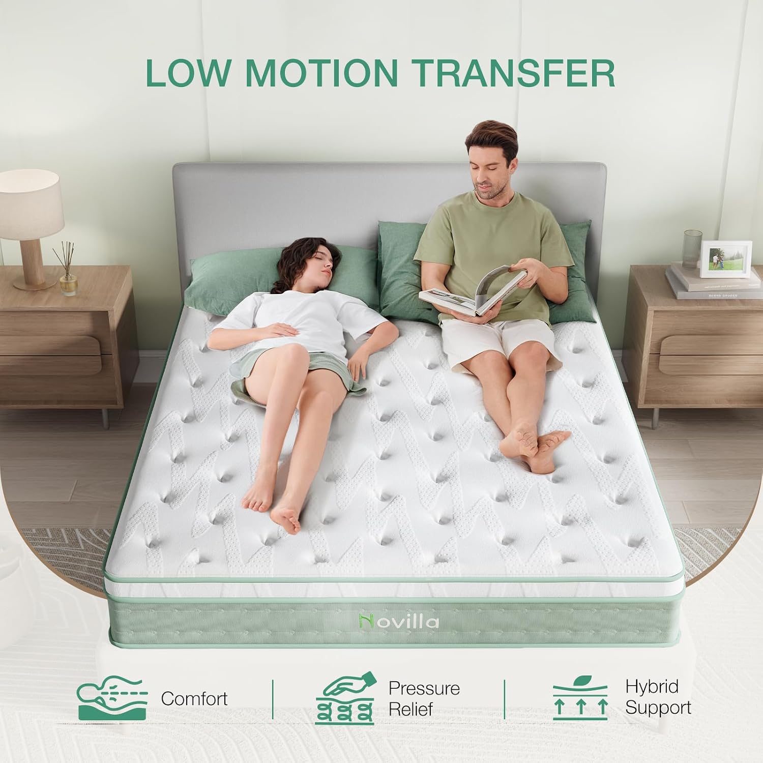 Novilla Twin Mattress, 10 Inch Hybrid Pillow Top Twin Size Mattress in a Box with Gel Memory Foam & Individually Wrapped Pocket Coils Innerspring for a Cozy & Peaceful Sleep
