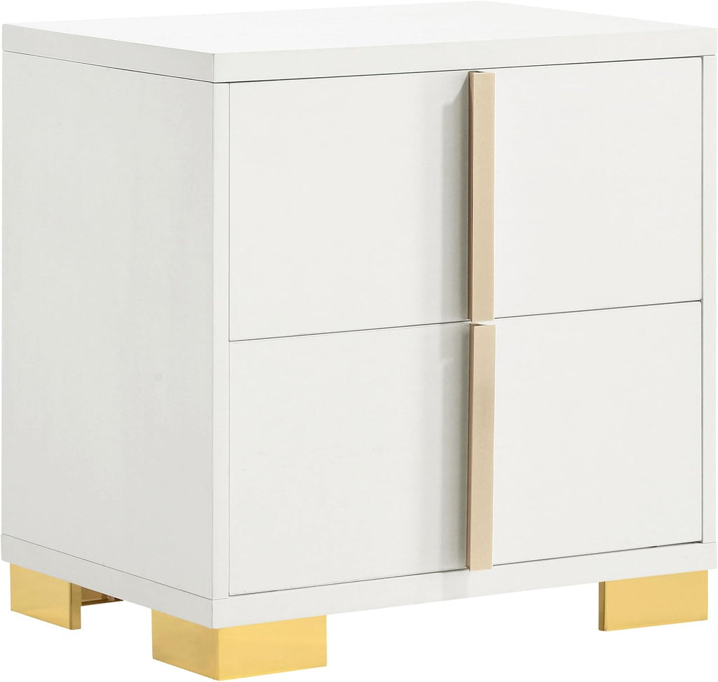 Coaster Home Furnishings Marceline Contemporary 4-Piece Bedroom Set Twin Size LED Panel Bed Frame 51-inch Headboard White 222931T-S4