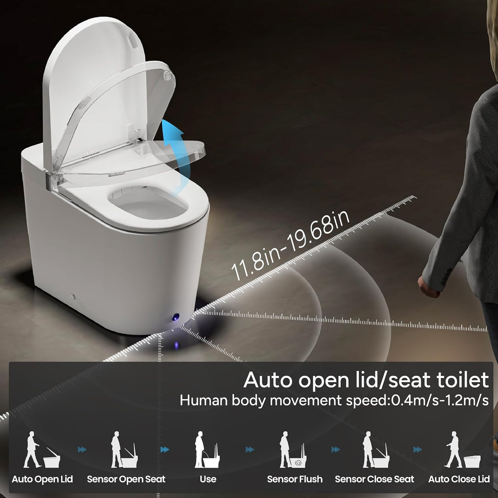 Casta Diva Smart Toilet, Wider Bidet with Heated Seat, Auto Open/Close, Warm Water, Foot Sensor Auto Flushing, Modern Japanese Toilet for Bathroom with Remote Control 1.28GPF(CD-K010)