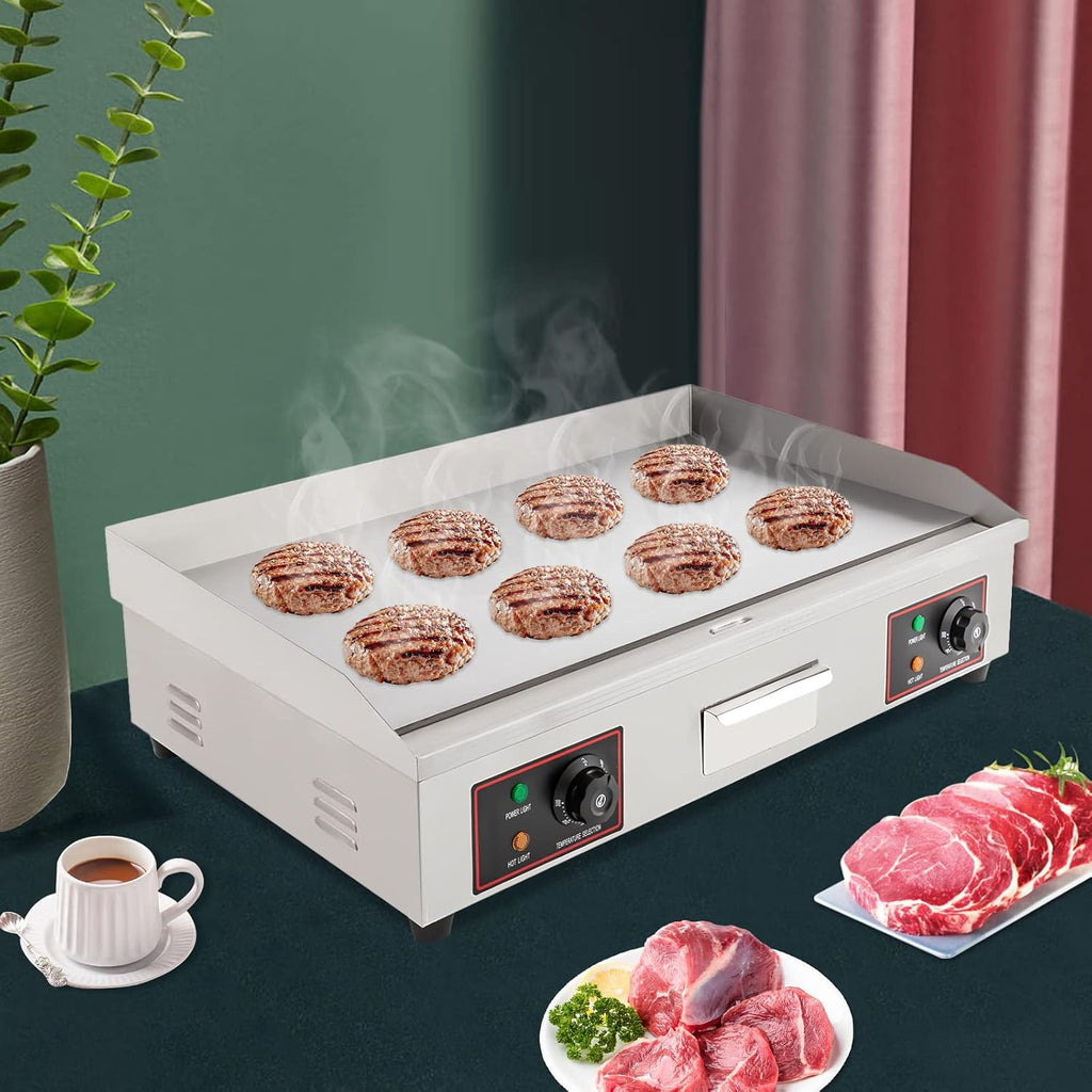 Commercial Electric Griddle, 29 in 3000W Stainless Steel Flat Top Grill with Adjustable Temperature (122°F-572°F), for Snack Stores, Restaurants, Canteens, Kitchen Countertop Use