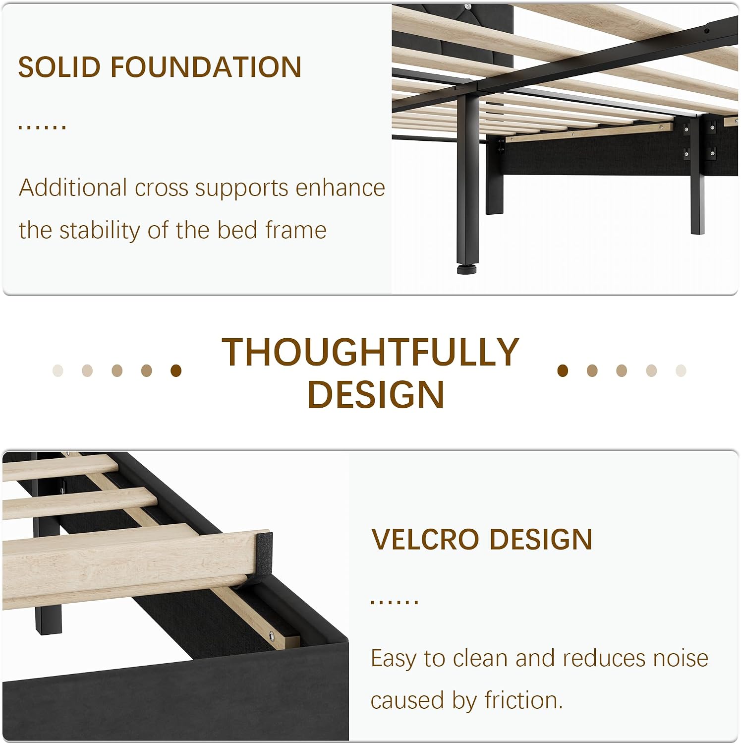 VECELO Twin Size Bed Frame, Upholstered Platform with Adjustable Diamond Tufted Headboard, Wood Slat Support, No Box Spring Needed, Velvet & Black