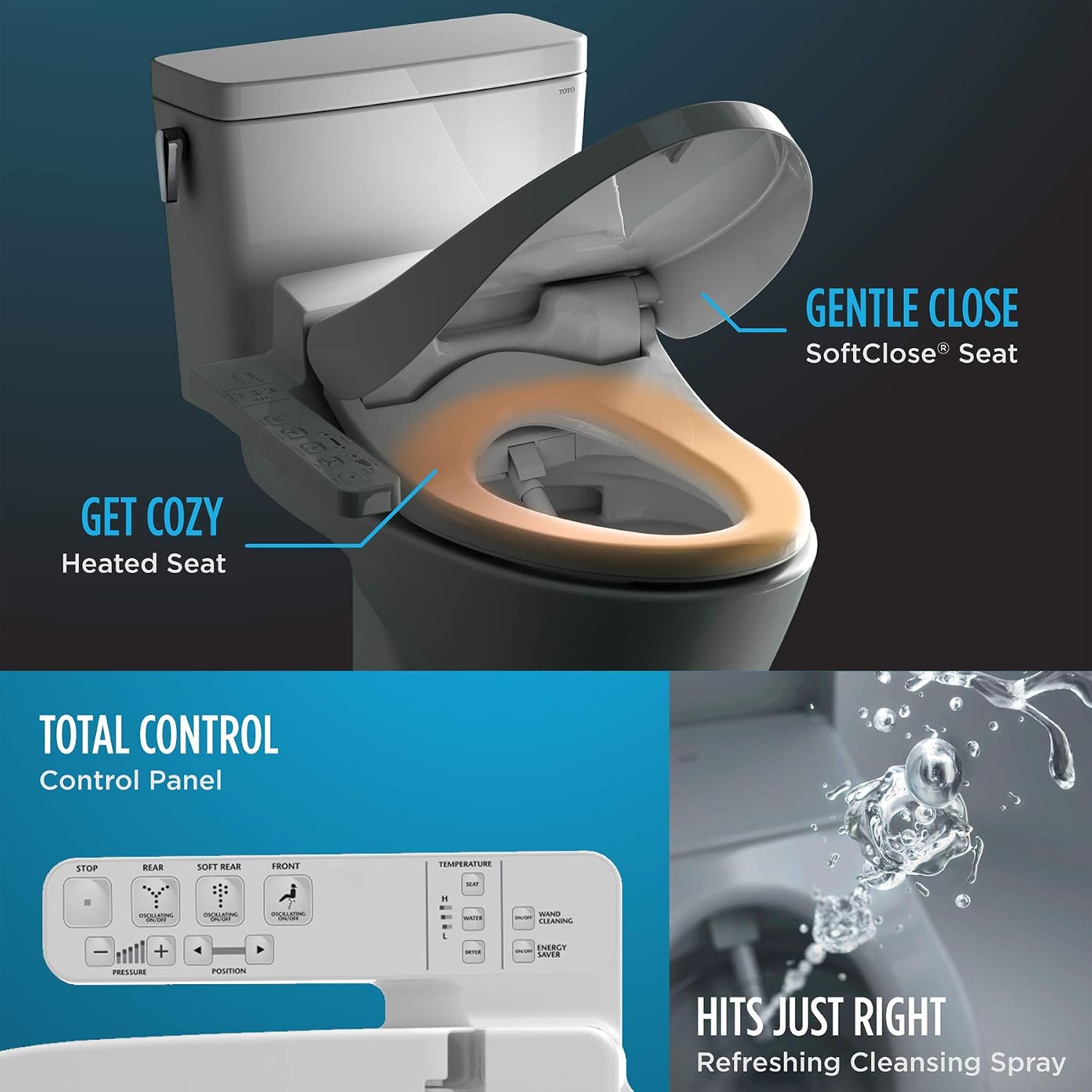 TOTO SW2014#01 A100 WASHLET Electronic Bidet Toilet Seat with SoftClose Lid, Elongated, Cotton White