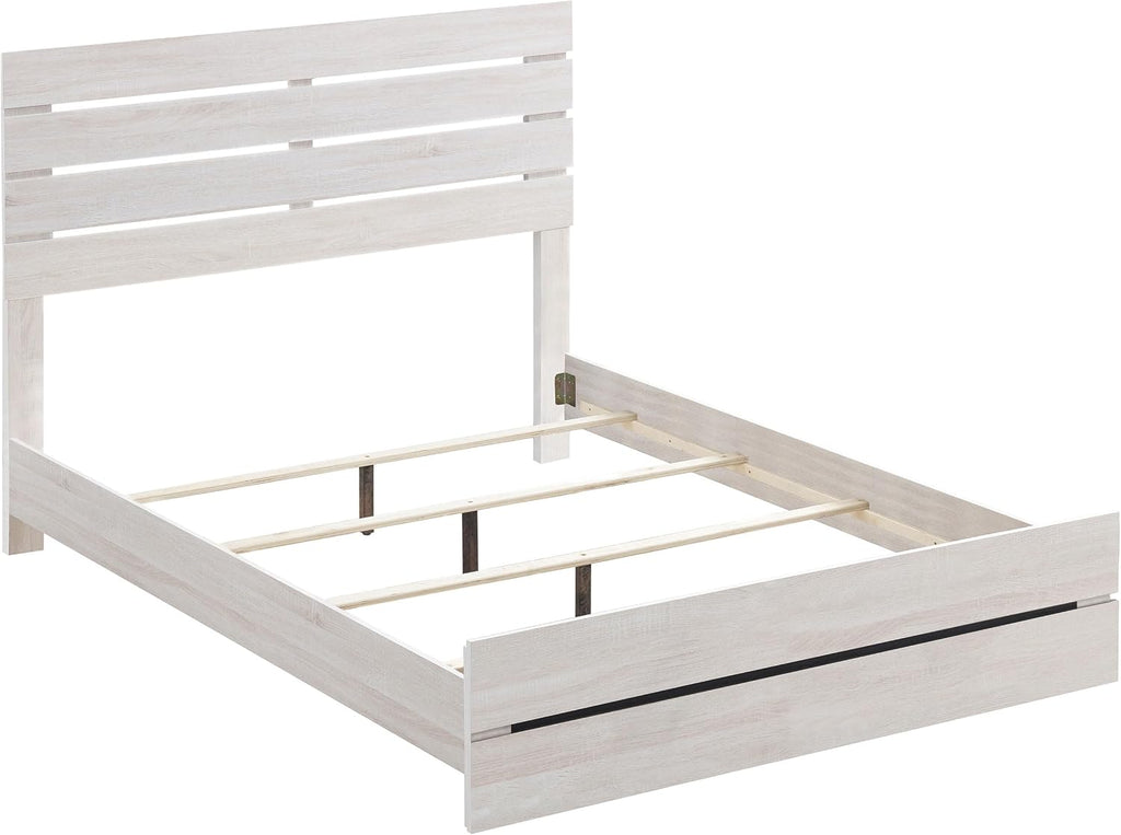 Coaster Home Furnishings Brantford Farmhouse 4-Piece Bedroom Set Eastern King Size Panel Bed Frame 52-inch Headboard Coastal White 207051KE-S4