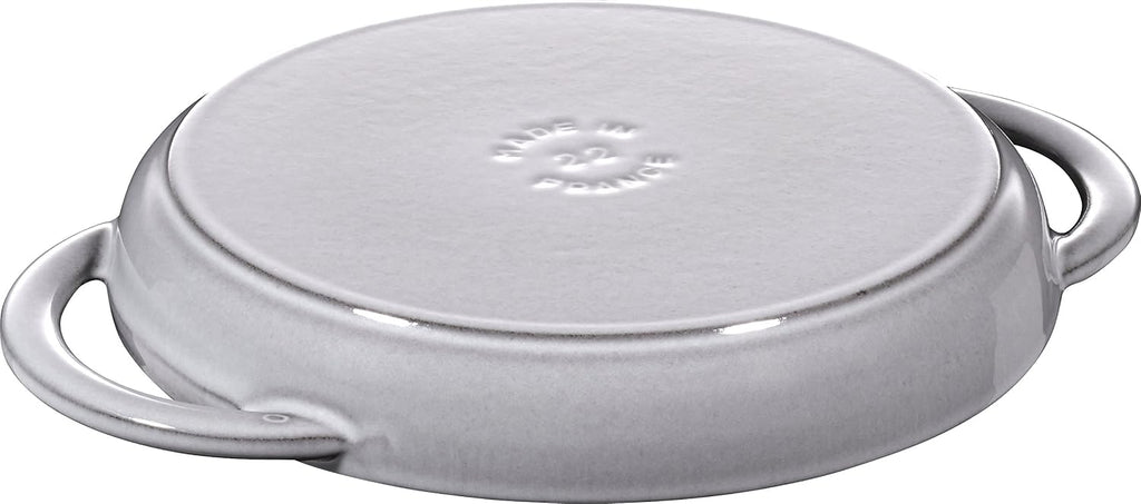 Staub 40511-781 Grill & Frying Pan Pure Grill Pan, Round, Gray, 8.7 inches (22 cm), Double Handed, Cast Iron, Enamel, Induction Compatible