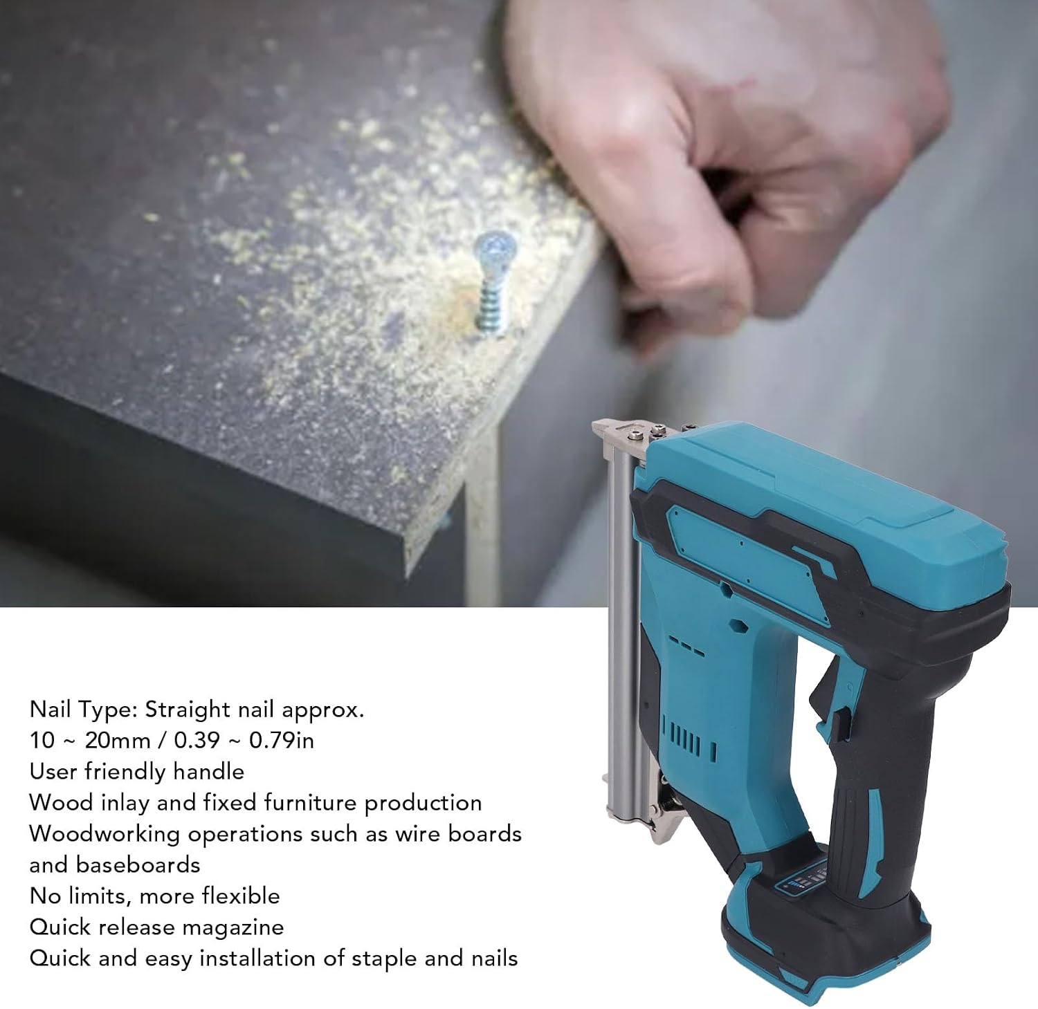 Cordless Brad Nailer Electric Portable Rechargeable Nail Gun With Impact Drive Technology For Woodworking Furniture Making Baseboards Installation ABS And Metal Construction