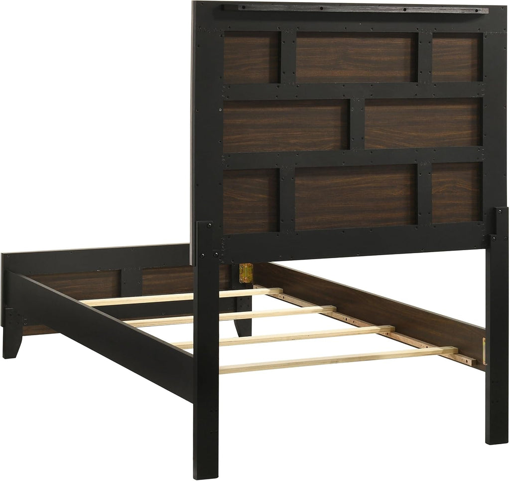 Coaster Home Furnishings - Watson - Wood - 5-Piece Bedroom Set with Panel Headboard and Groove Details - Bedroom - Twin Size - Light Taupe - 215911T-S5