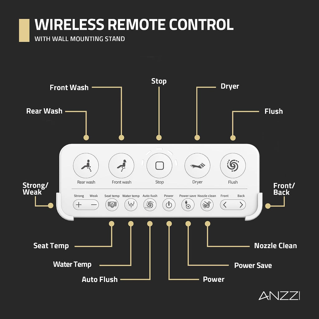 ANZZI Juno Smart One-Piece Toilet and Bidet Set White 26 in Heated Seat Front & Rear Wash Warm Air Dryer Foot Sensor Auto Flush Remote Control Soft-Close Lid Self-Cleaning Nozzles | TL-ST823WH