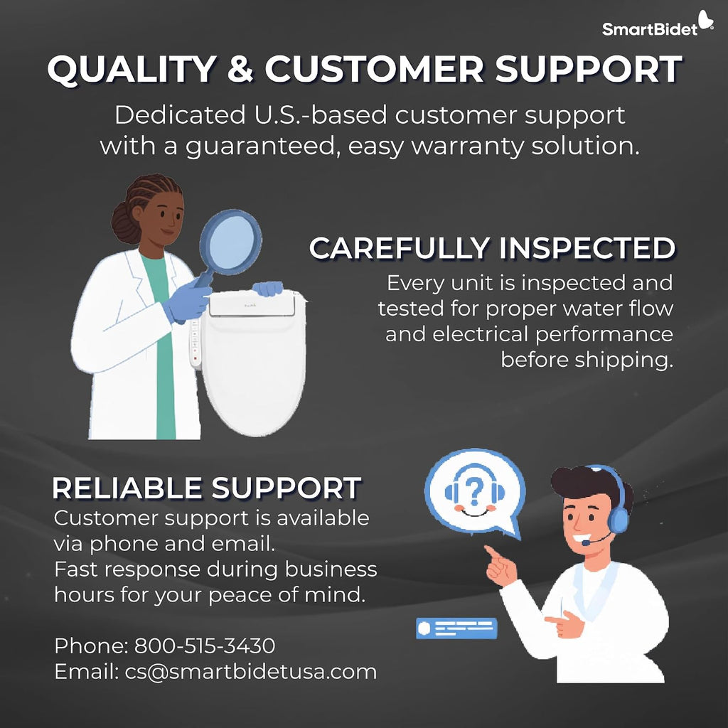 SmartBidet® SB-1200 Luxury Advanced Electric Smart Bidet Elongated White Toilet Seat, with Remote control, Endless Warm Water with LED Night Light, Slim Profile