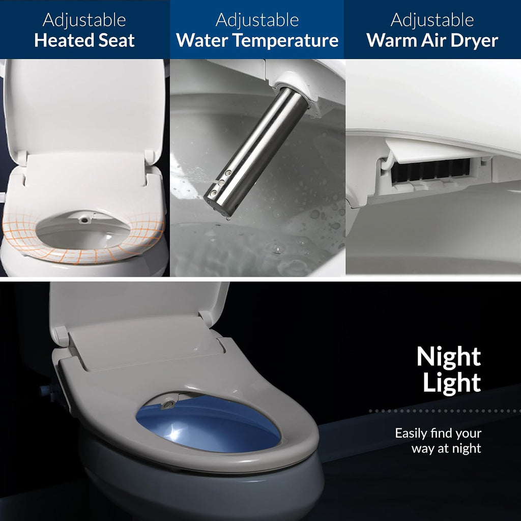 Bio Bidet BB1200 Elongated Smart Bidet, Warm Water Wash, Heated Seat & Dryer, App & Remote Control