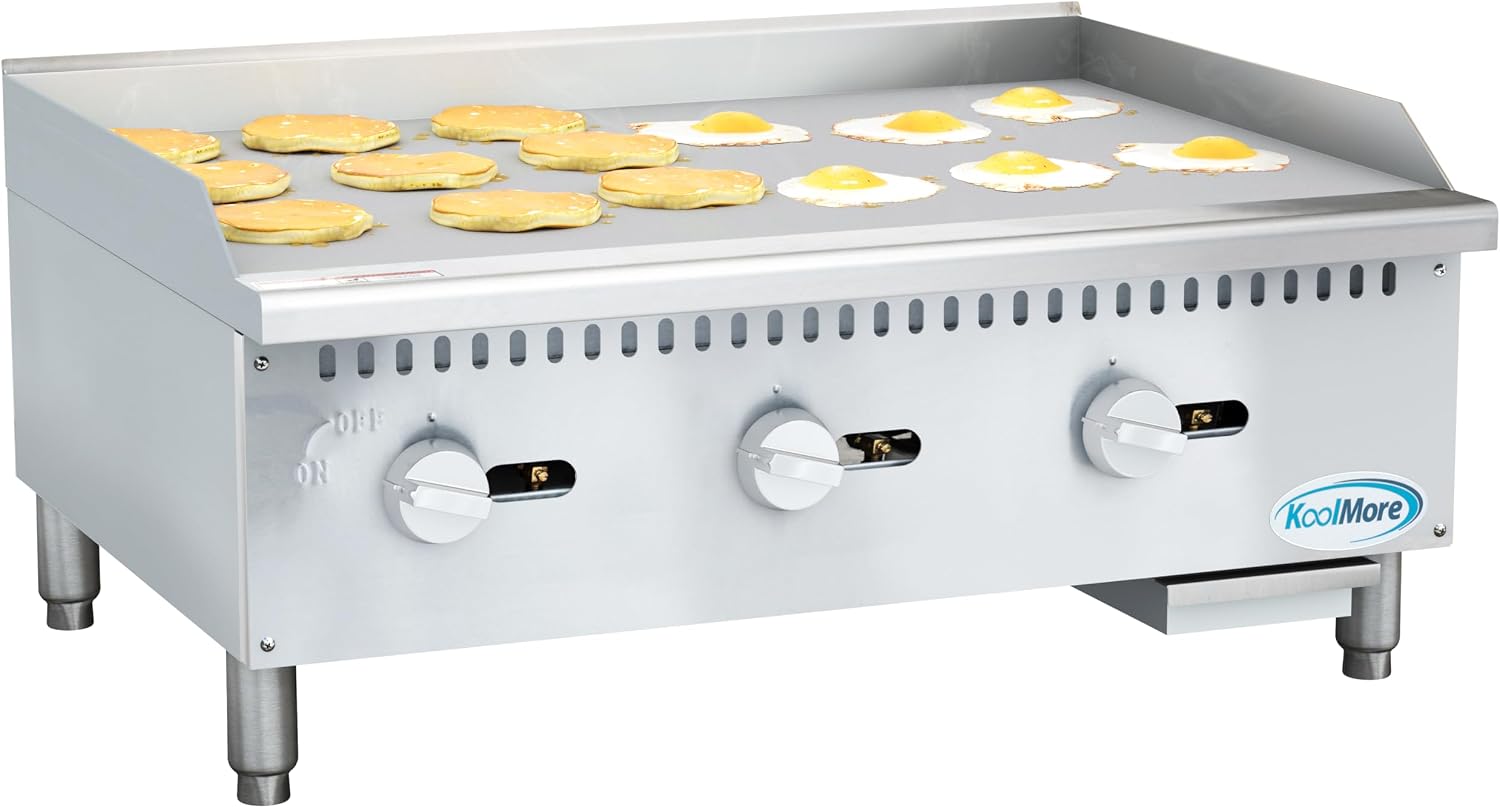 KoolMore 36 in. Natural Gas 3-Burner Griddle with 90,000 BTU in Stainless-Steel, ETL LIsted (KM-GG3-36M)