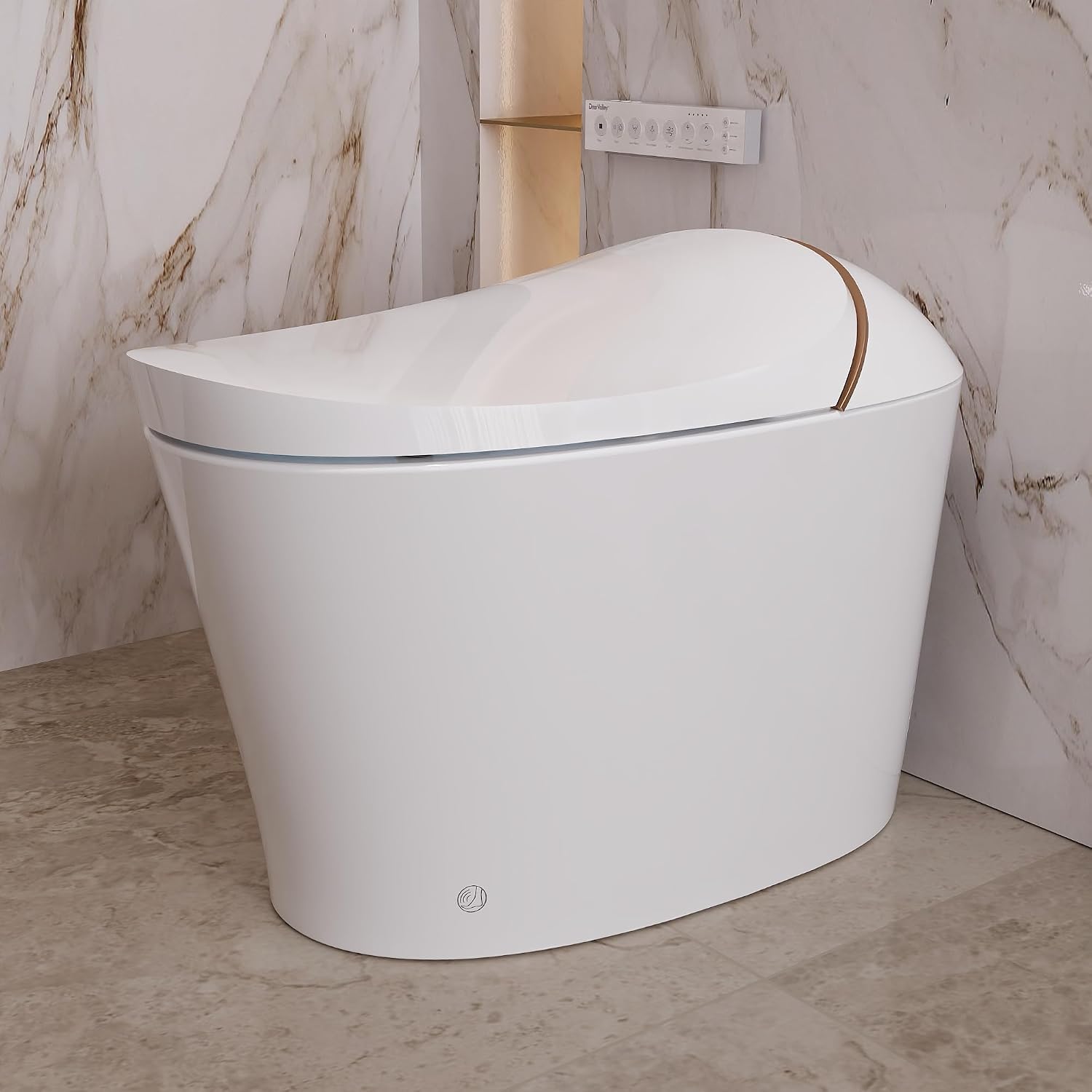 DeerValley Smart Toilet with Bidet Built In, Tankless Toilet with Heated Bidet Seat, Auto Flush, Warm Water & Dryer, Deodorization, and Remote Control