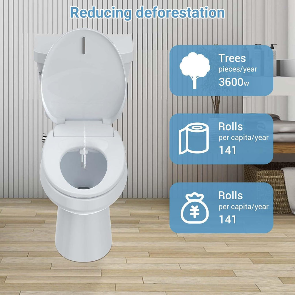 Smart Bidet Toilet Seat Elongated – Electric Heated Toilet Seat with Soft Close Lid,Warm Water,Dual-Nozzle Rear & Feminine Wash, Night Light, Easy Installation PP Electric Bidet Seat for Home Bathroom